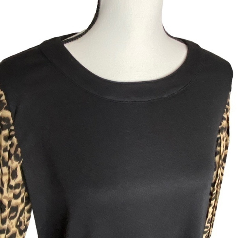 Entro Top Solid Black And Leopard Print Pleated S… - image 7
